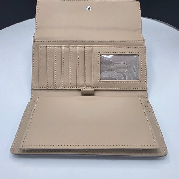 Nine West Reverse Emboss 9 Trifold Wallet Checkbook 13 CC Snap Soft Gray Preown - Picture 4 of 6